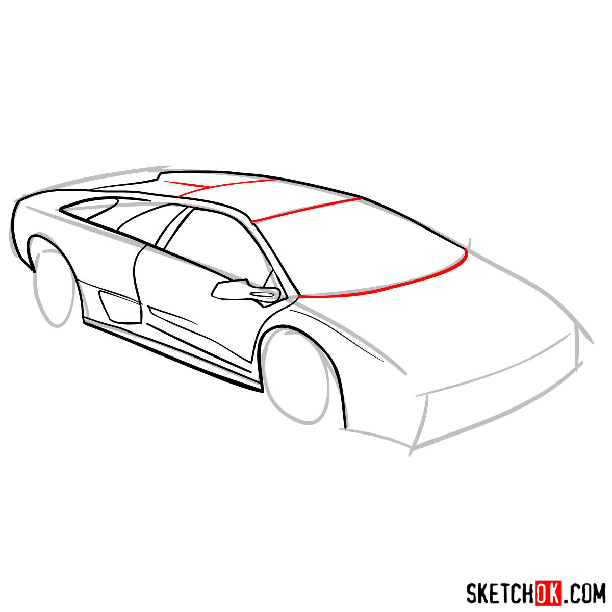 How to draw Lamborghini Diablo - step 06