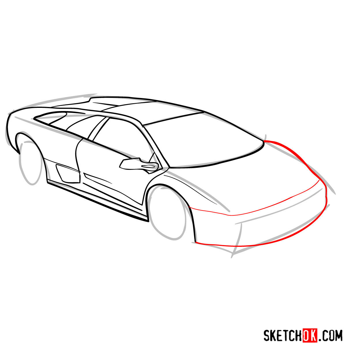 How to draw Lamborghini Diablo - step 07