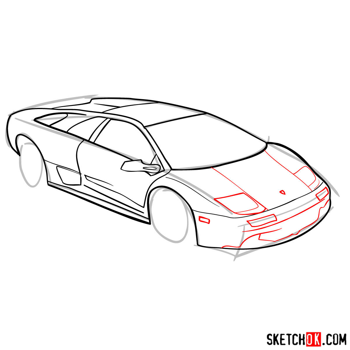 How to draw Lamborghini Diablo - step 08