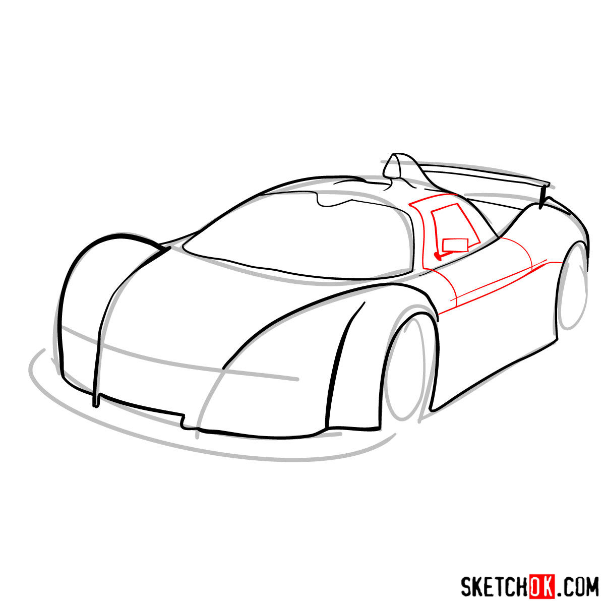 How to draw Gumpert Apolo Sport 2005 - step 06