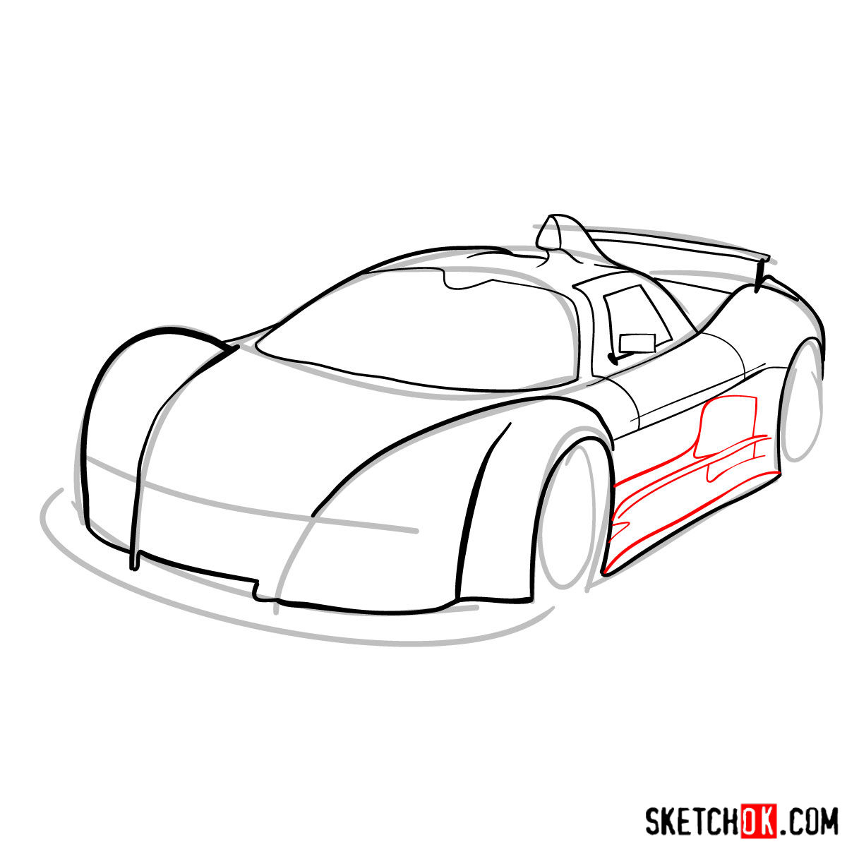 How to draw Gumpert Apolo Sport 2005 - step 07