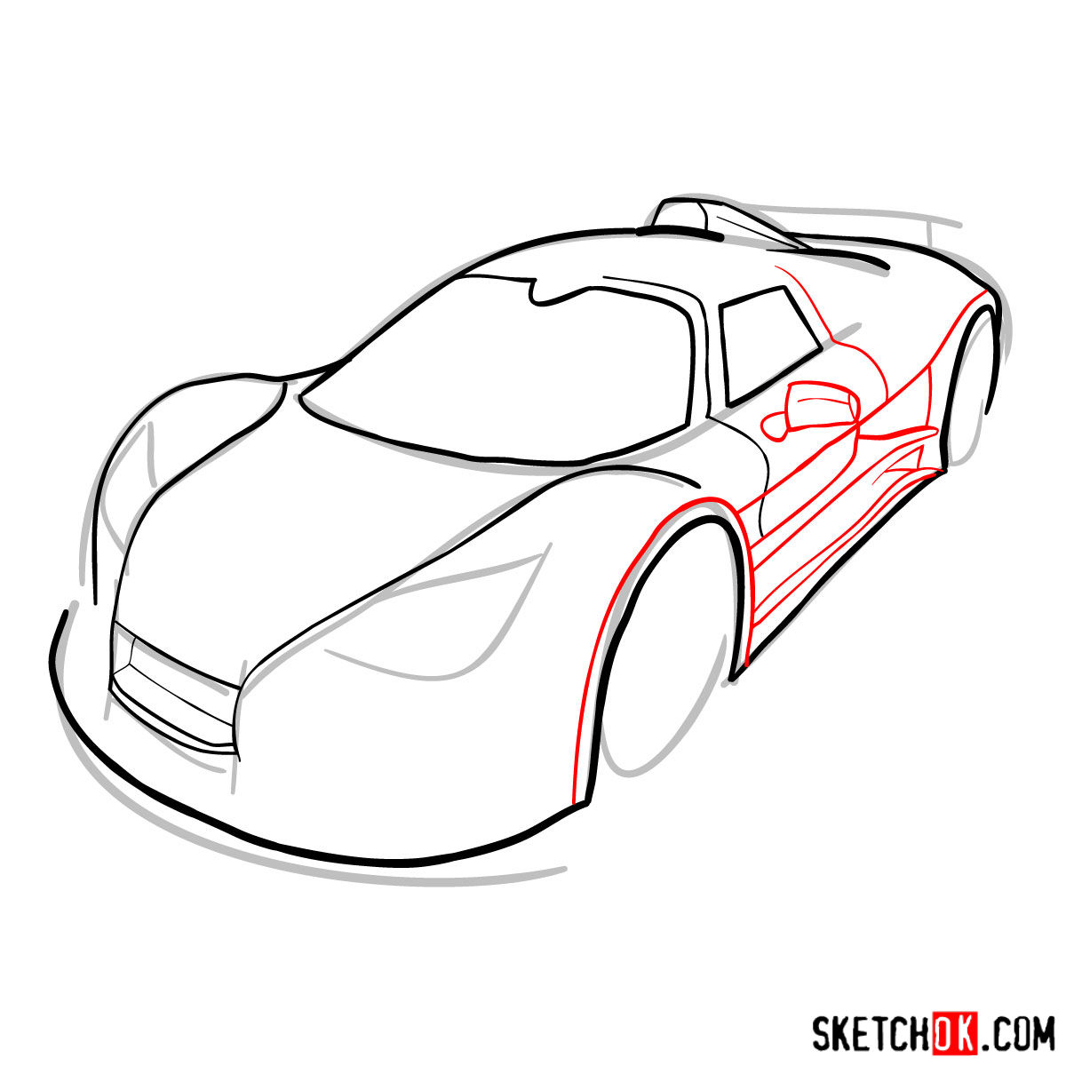 How to draw Gumpert Apolo Sport 2012 - step 07