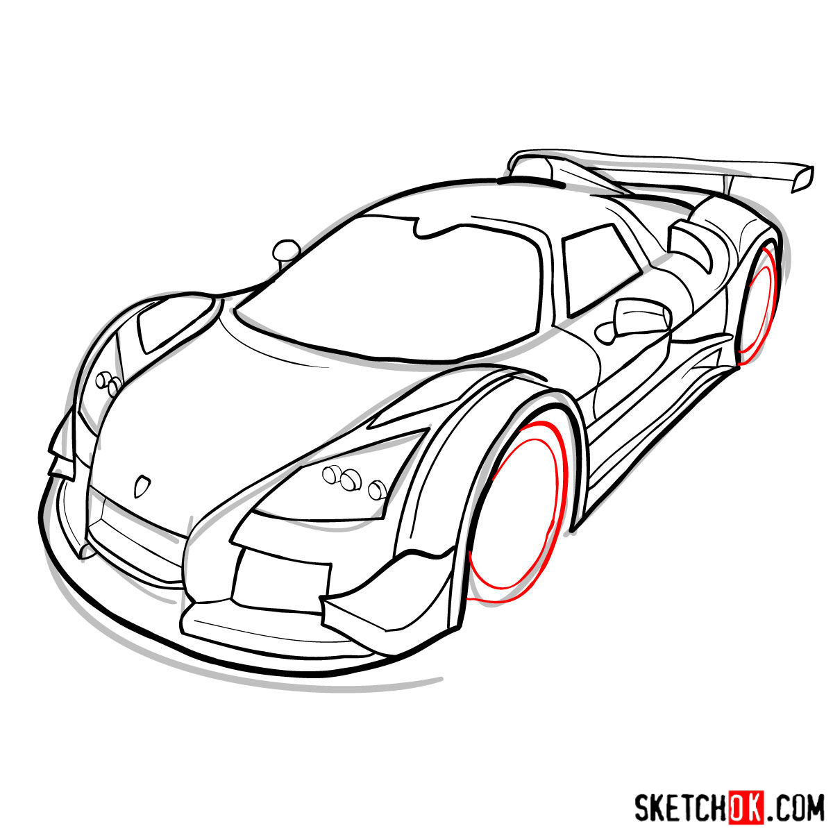 How to draw Gumpert Apolo Sport 2012 - step 12
