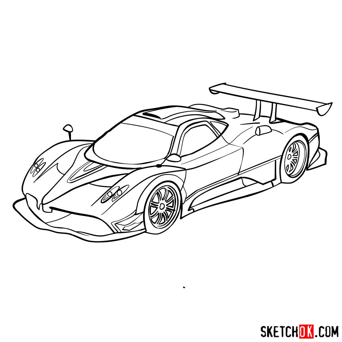 How to Draw Pagani Zonda: 13 Steps Drawing Tutorial