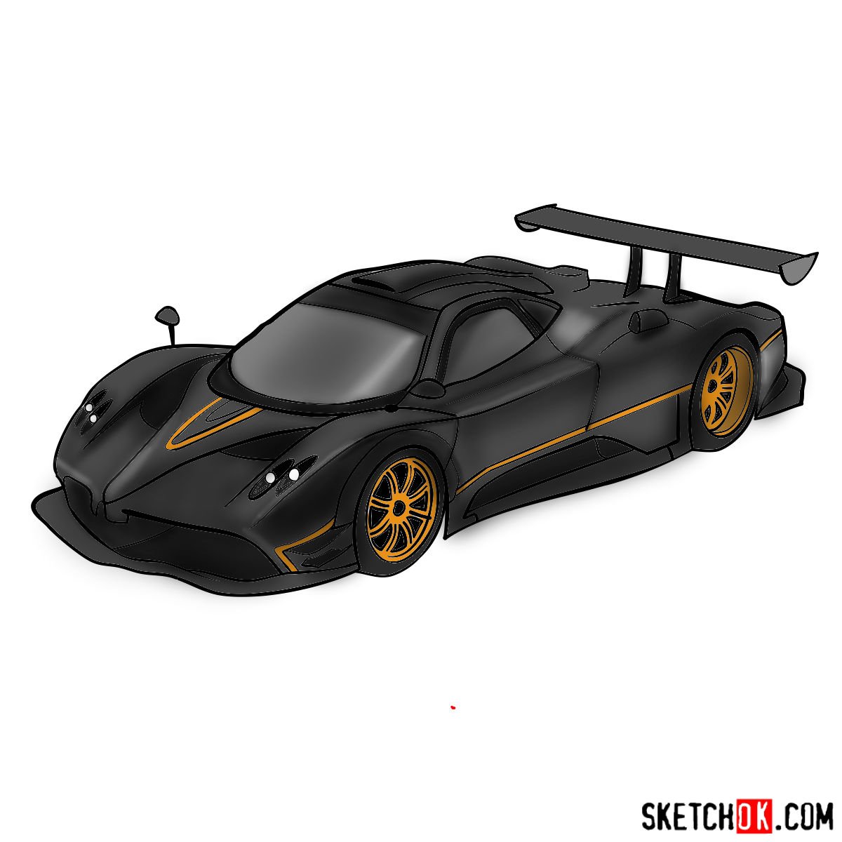 How to Draw Pagani Zonda 13 Steps Drawing Tutorial