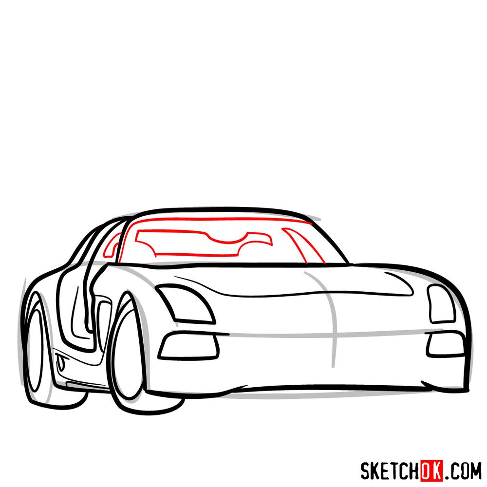 How to draw Mercedes-Benz SLS AMG Black Series - step 08