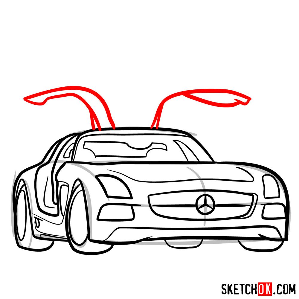 How to draw Mercedes-Benz SLS AMG Black Series - step 11