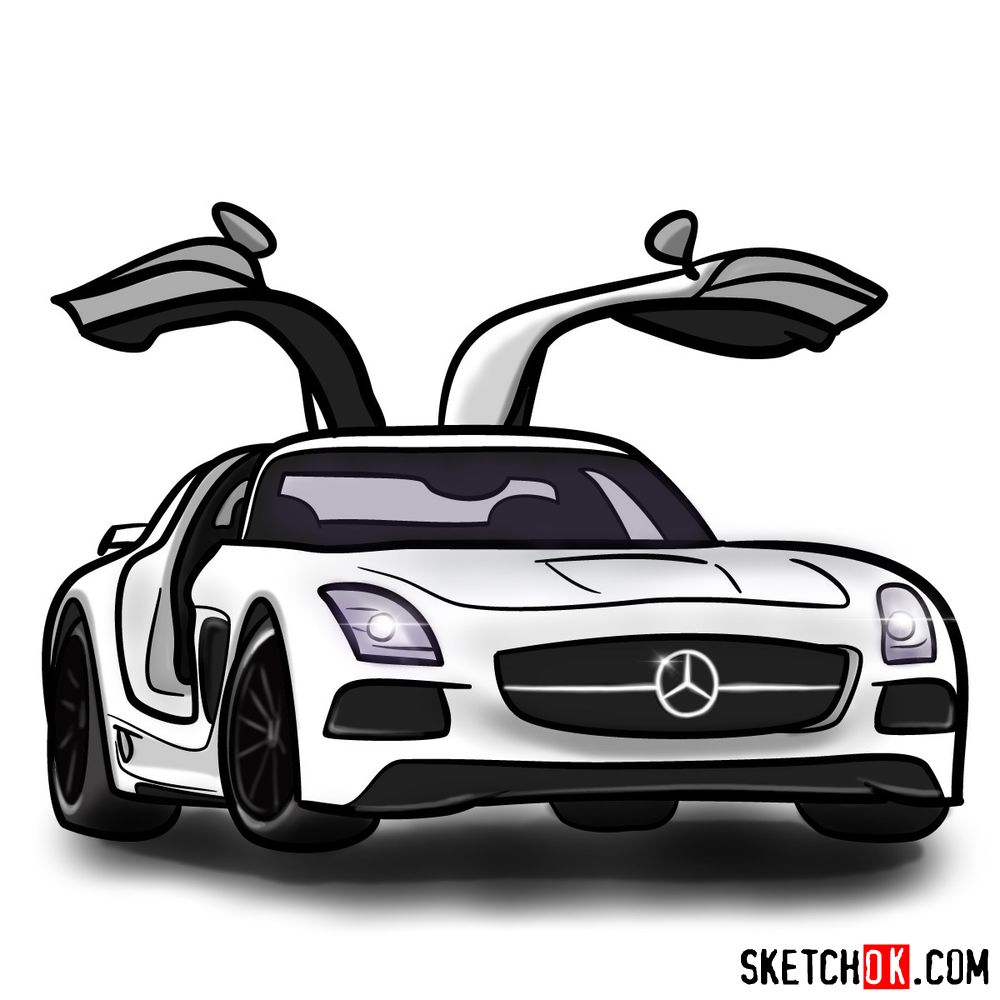 How to draw Mercedes-Benz SLS AMG Black Series