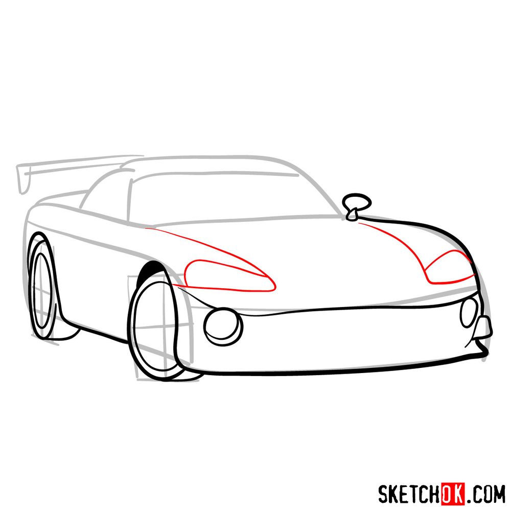 How to draw 2008 Dodge Viper SRT10 ACR - step 06