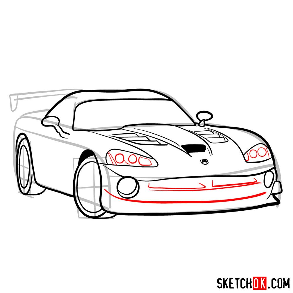 How to draw 2008 Dodge Viper SRT10 ACR - step 10
