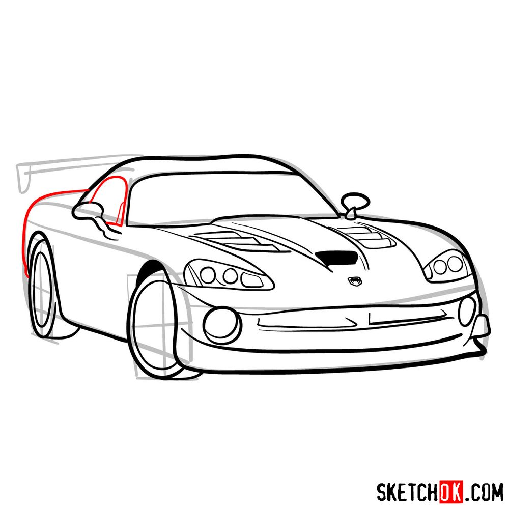 How to draw 2008 Dodge Viper SRT10 ACR - step 11