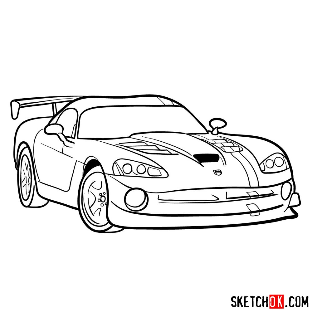 How to draw 2008 Dodge Viper SRT10 ACR - step 14