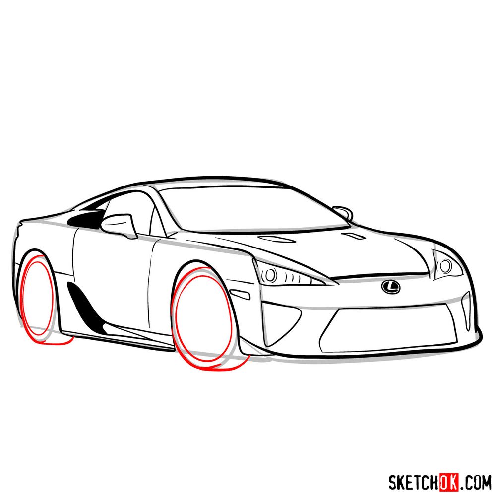 How to draw Lexus LFA - step 13