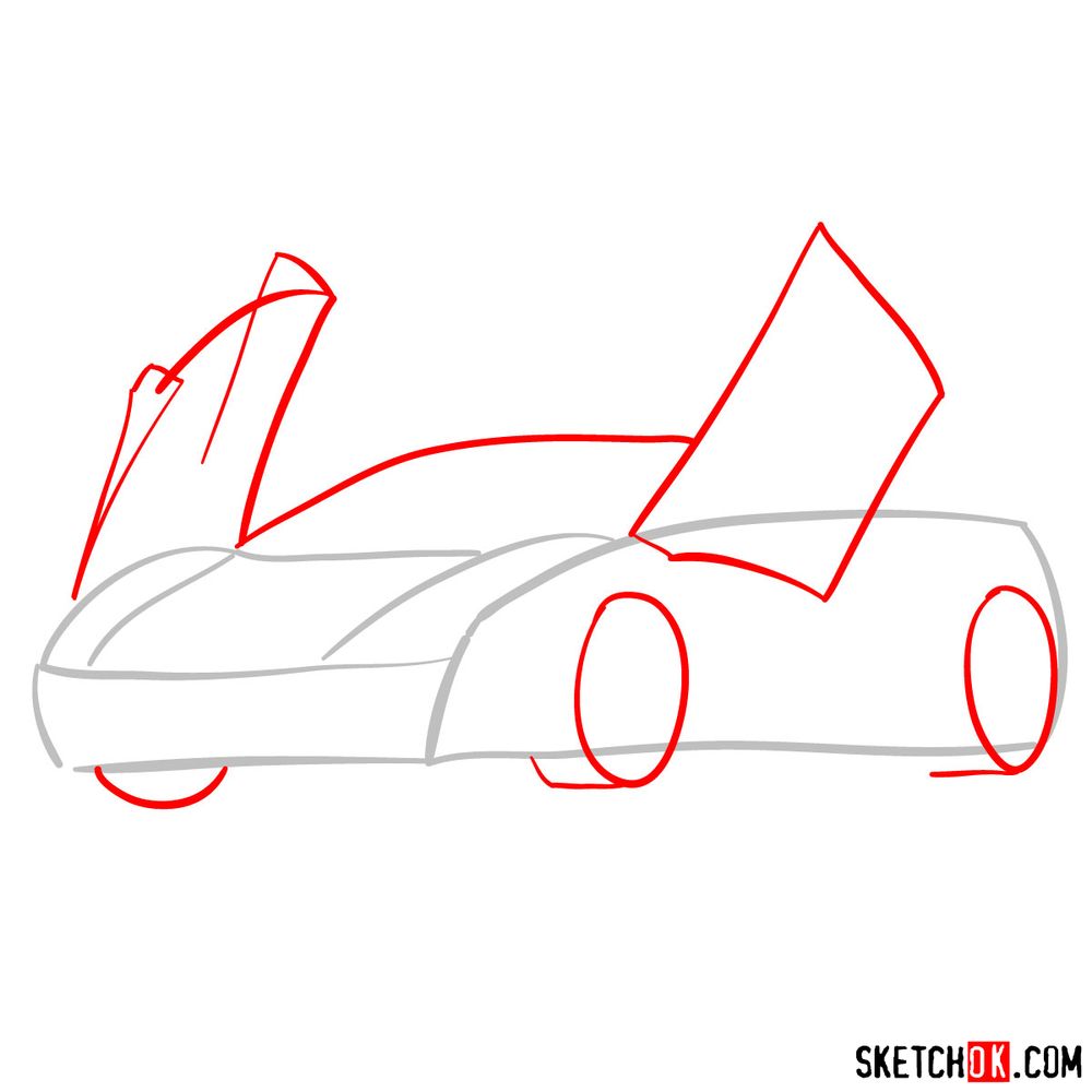 How to draw McLaren MP4-12C - step 02