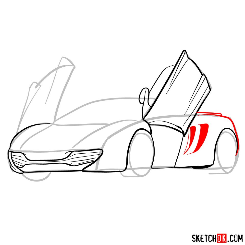 How to draw McLaren MP4-12C - step 09