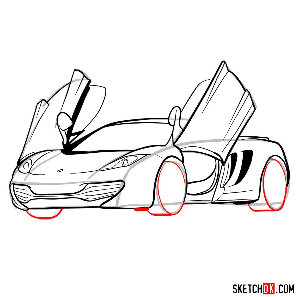 How to draw McLaren MP4-12C - step 15