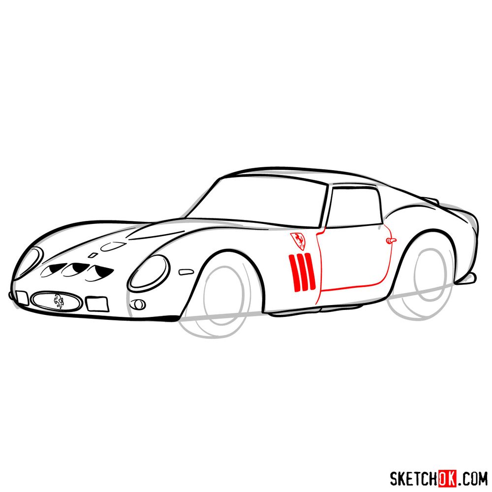 How to draw the 1962 Ferrari 250 GTO - step 11