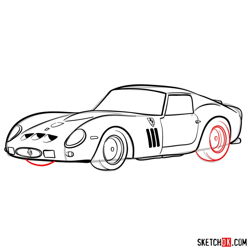 How to draw the 1962 Ferrari 250 GTO - step 13