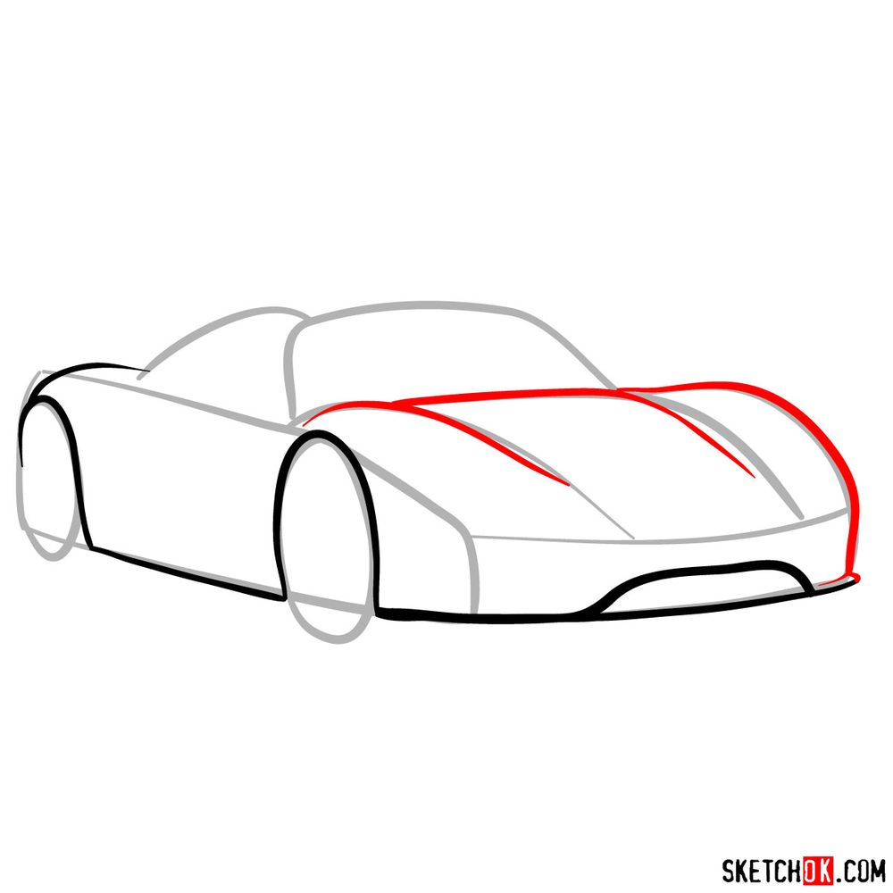 How to draw Porsche 918 Spyder - step 05