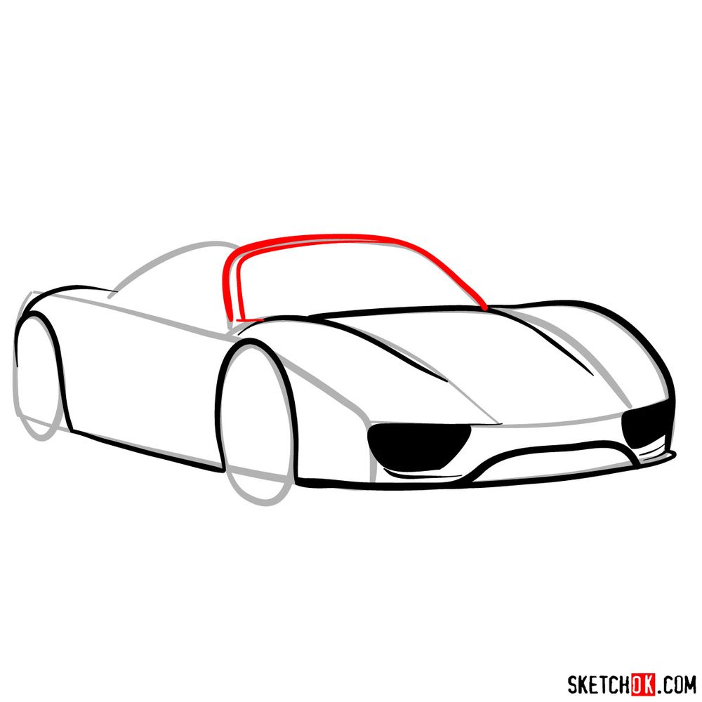 How to draw Porsche 918 Spyder - step 07