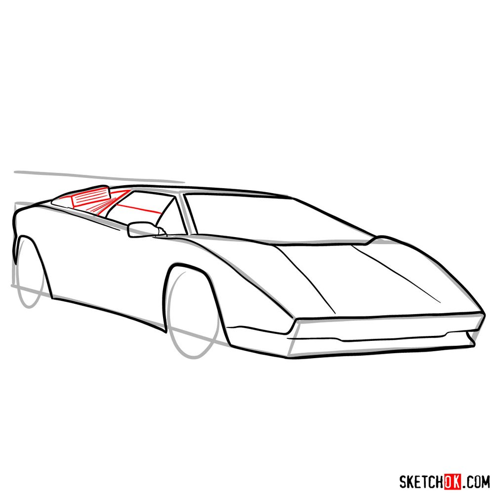 How to draw Lamborghini Countach - step 09