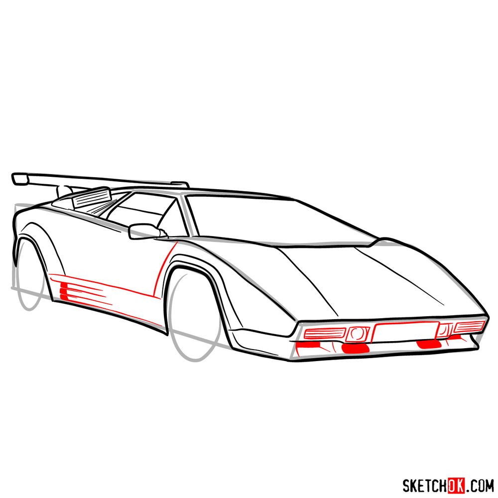 How to draw Lamborghini Countach - step 11