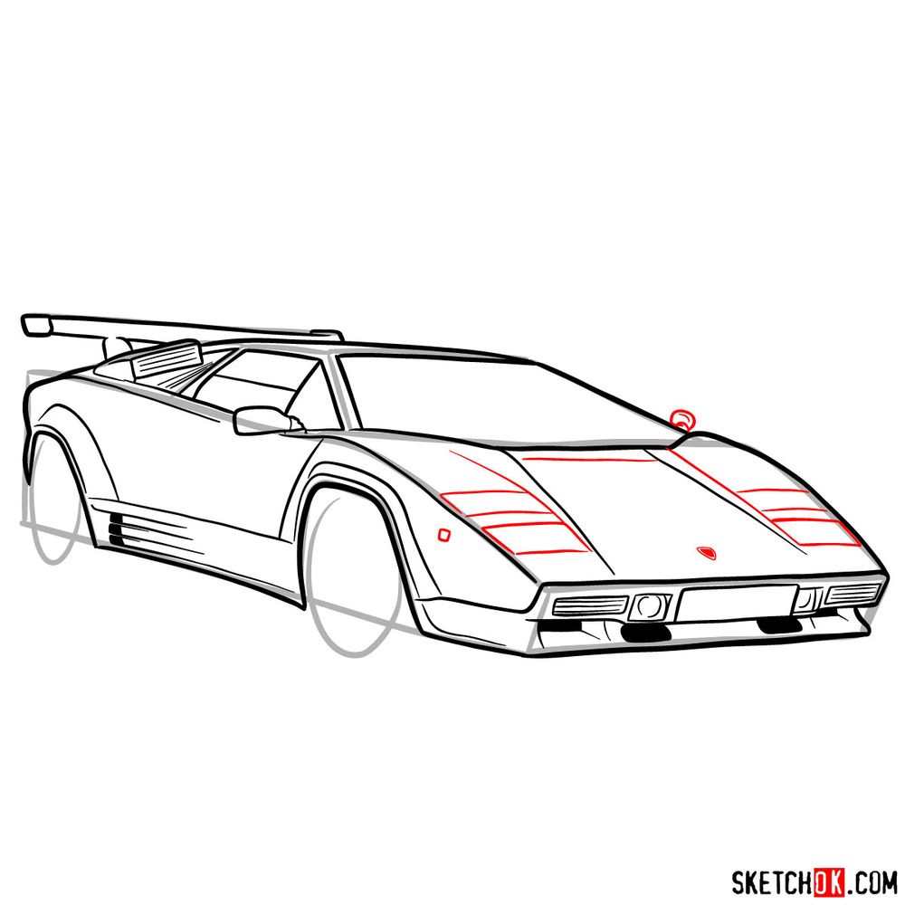 How to draw Lamborghini Countach - step 12