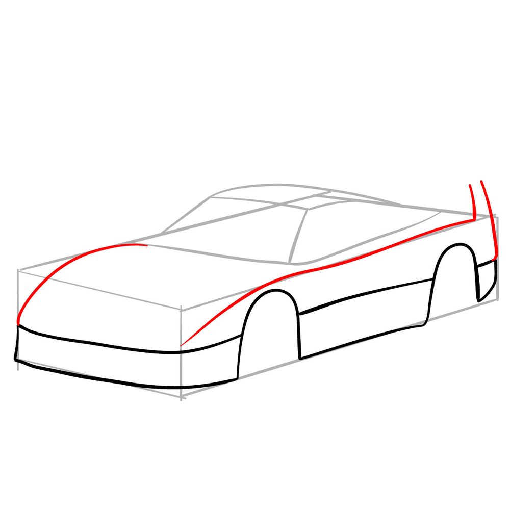 How to draw Ferrari F40 (1988) - step 06