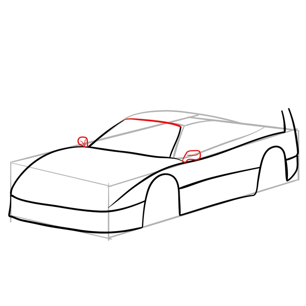 How to draw Ferrari F40 (1988) - step 08
