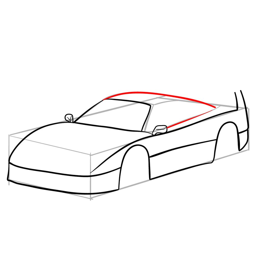 How to draw Ferrari F40 (1988) - step 09
