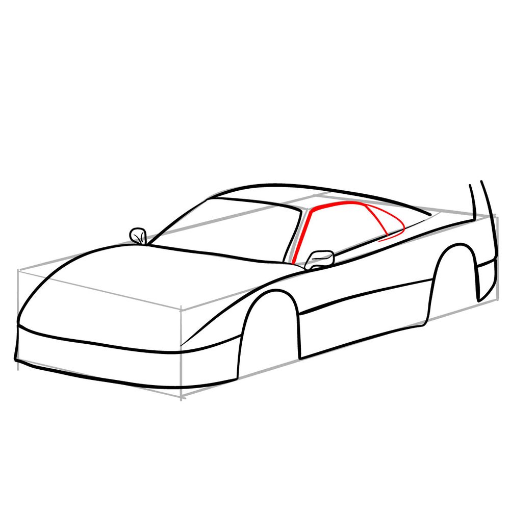 How to draw Ferrari F40 (1988) - step 10