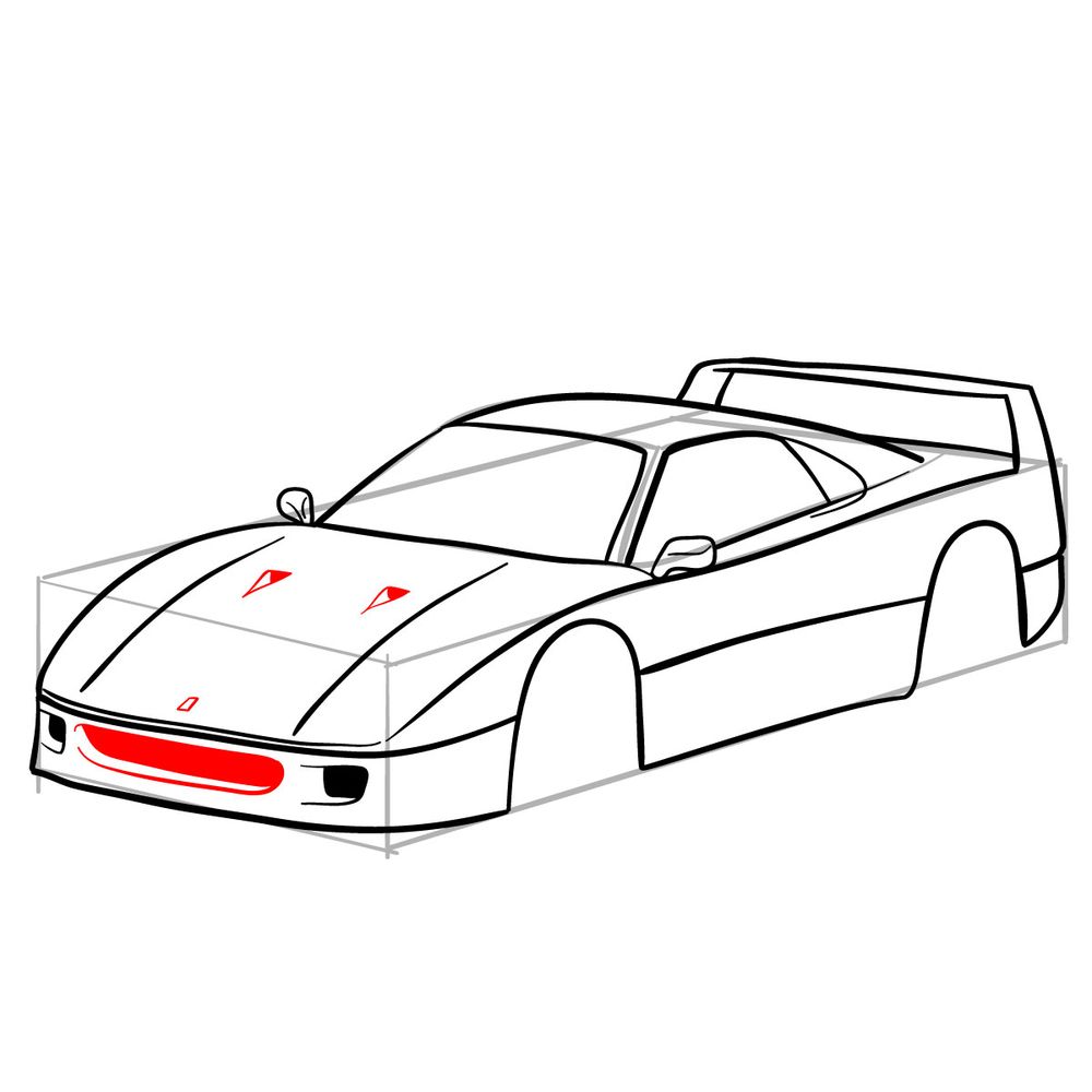 How to draw Ferrari F40 (1988) - step 13