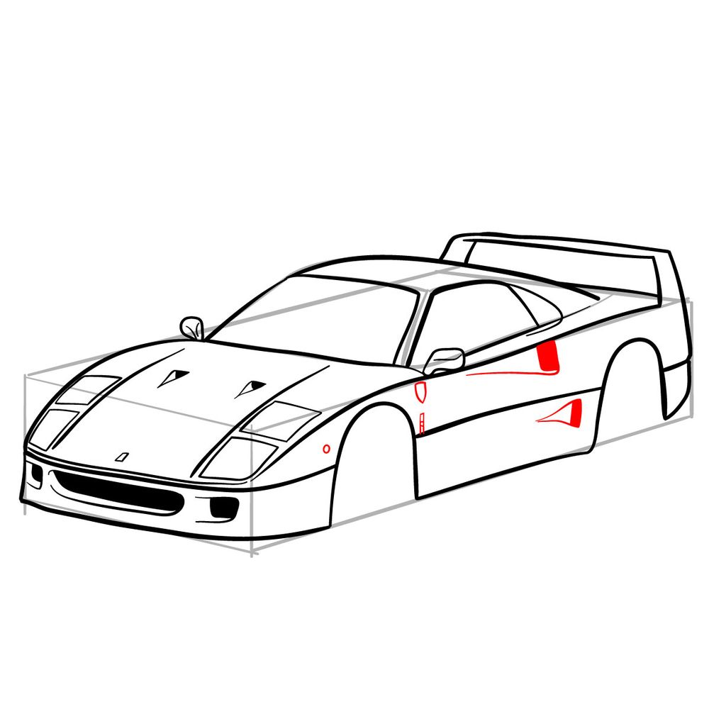 How to draw Ferrari F40 (1988) - step 15