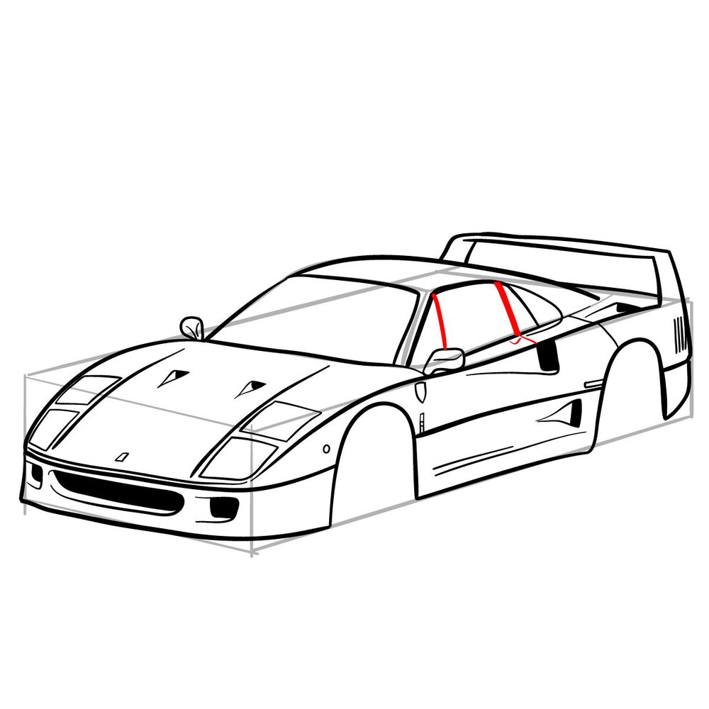 How to draw Ferrari F40 (1988) - step 17