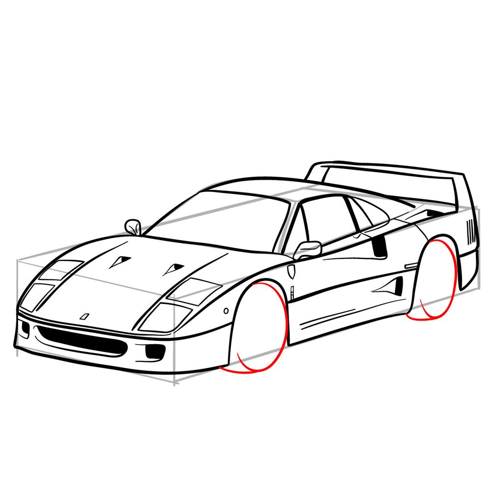 How to draw Ferrari F40 (1988) - step 18