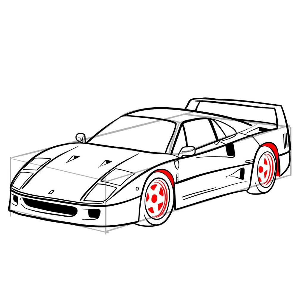 How to draw Ferrari F40 (1988) - step 20