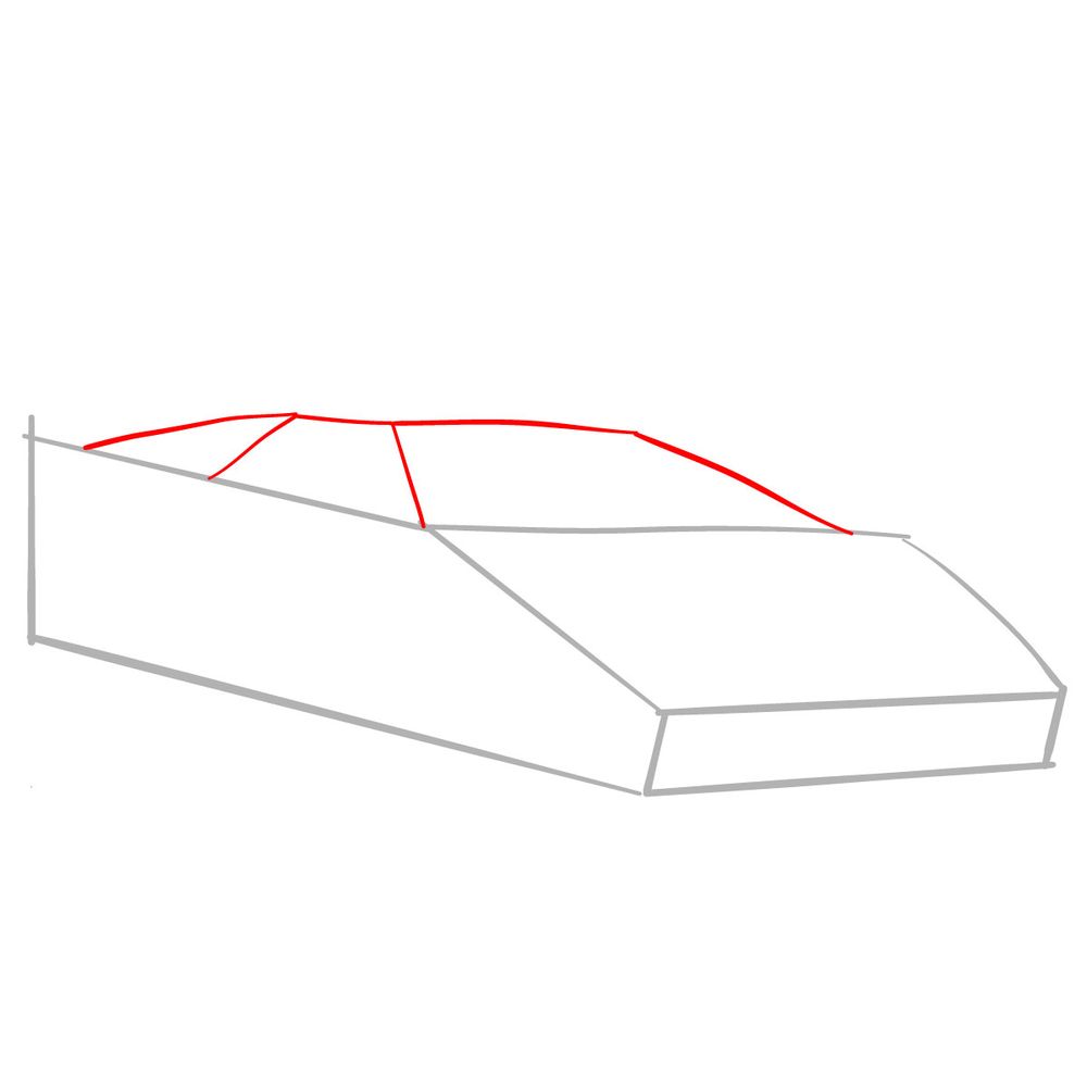 How to draw Lamborghini Countach (1987) - step 02