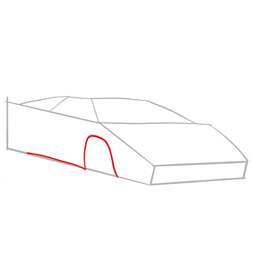 How to draw Lamborghini Countach (1987) - step 03