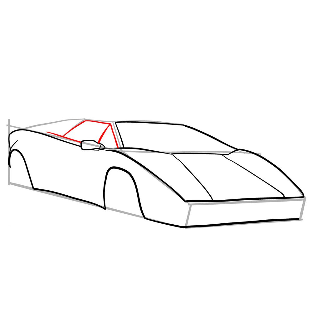 How to draw Lamborghini Countach (1987) - step 09