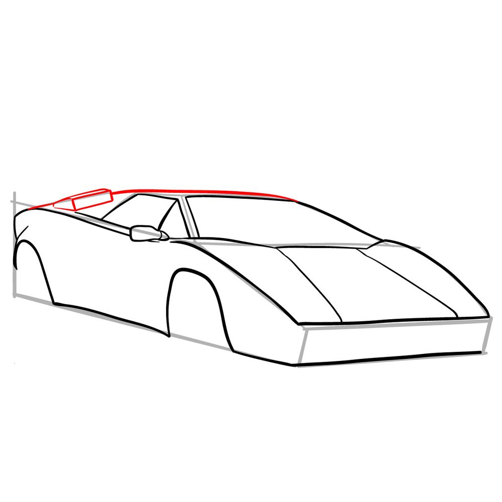 How to draw Lamborghini Countach (1987) - step 10