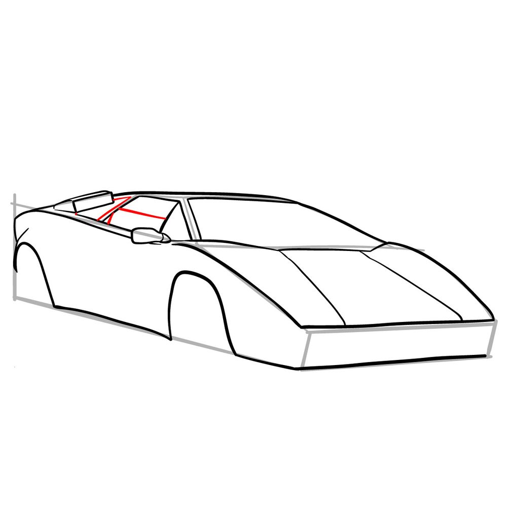 How to draw Lamborghini Countach (1987) - step 11