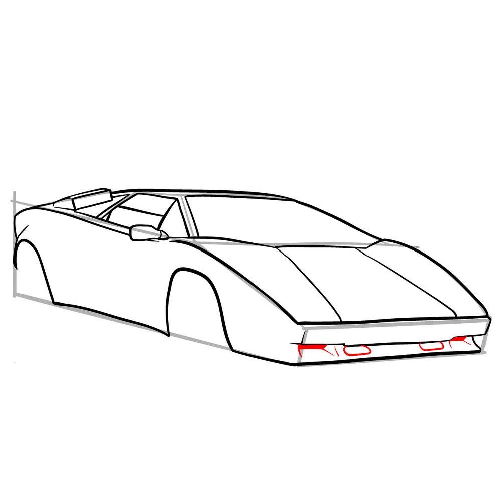 How to draw Lamborghini Countach (1987) - step 13