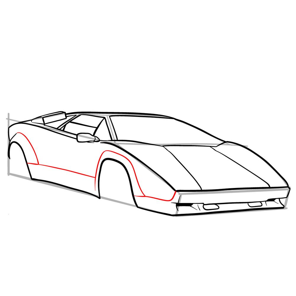 How to draw Lamborghini Countach (1987) - step 14