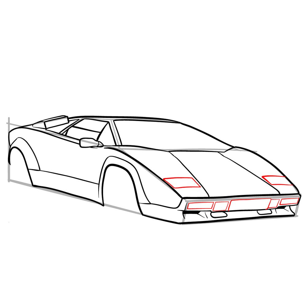 How to draw Lamborghini Countach (1987) - step 15