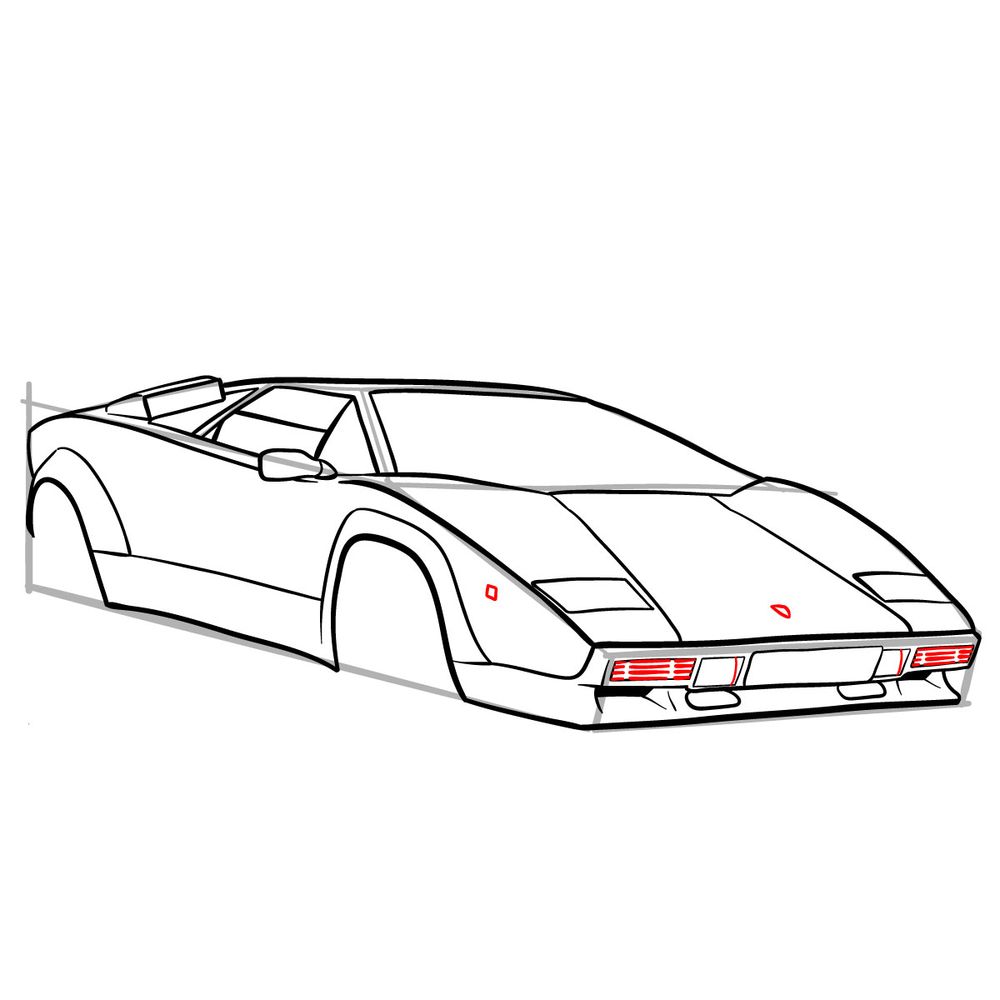 How to draw Lamborghini Countach (1987) - step 16