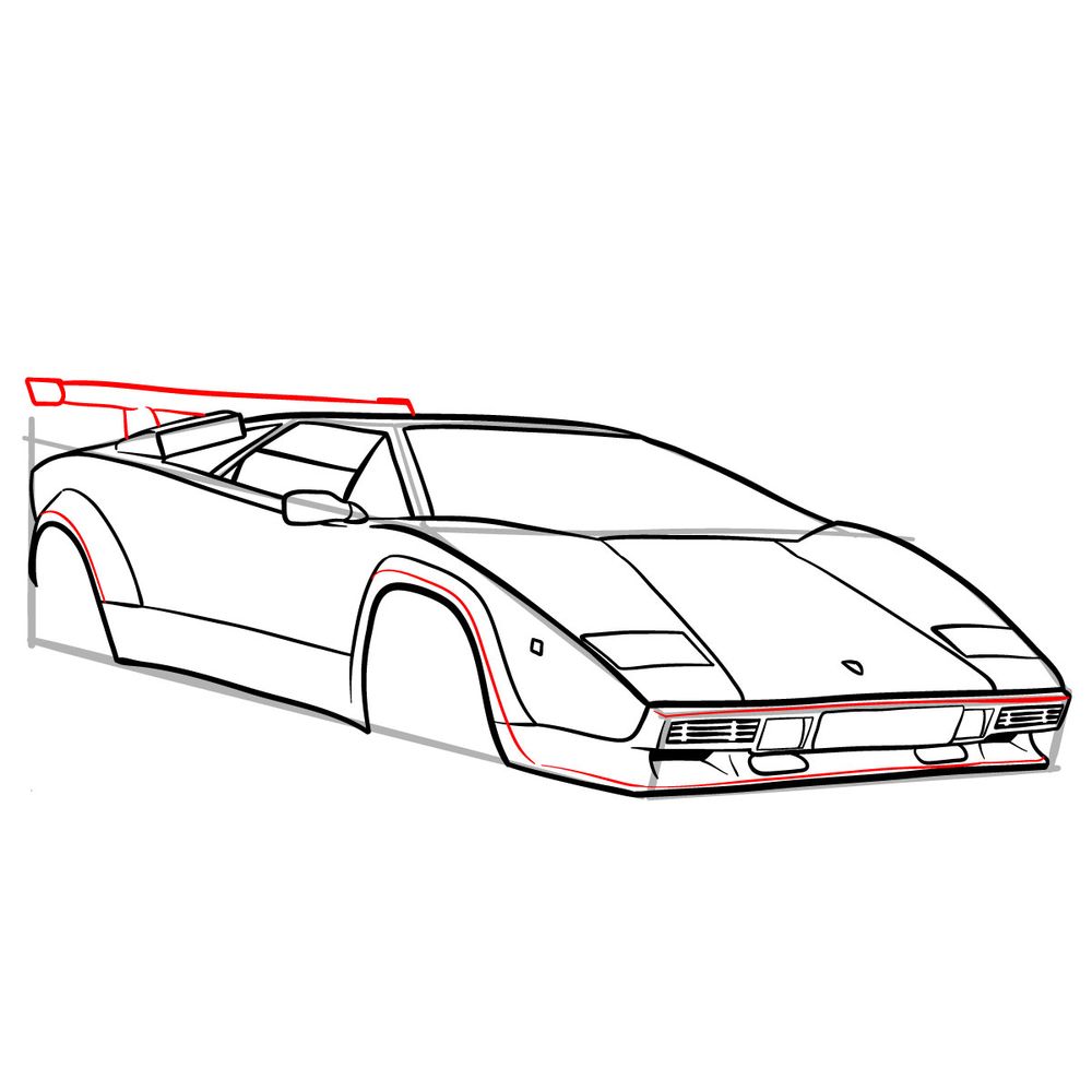 How to draw Lamborghini Countach (1987) - step 17