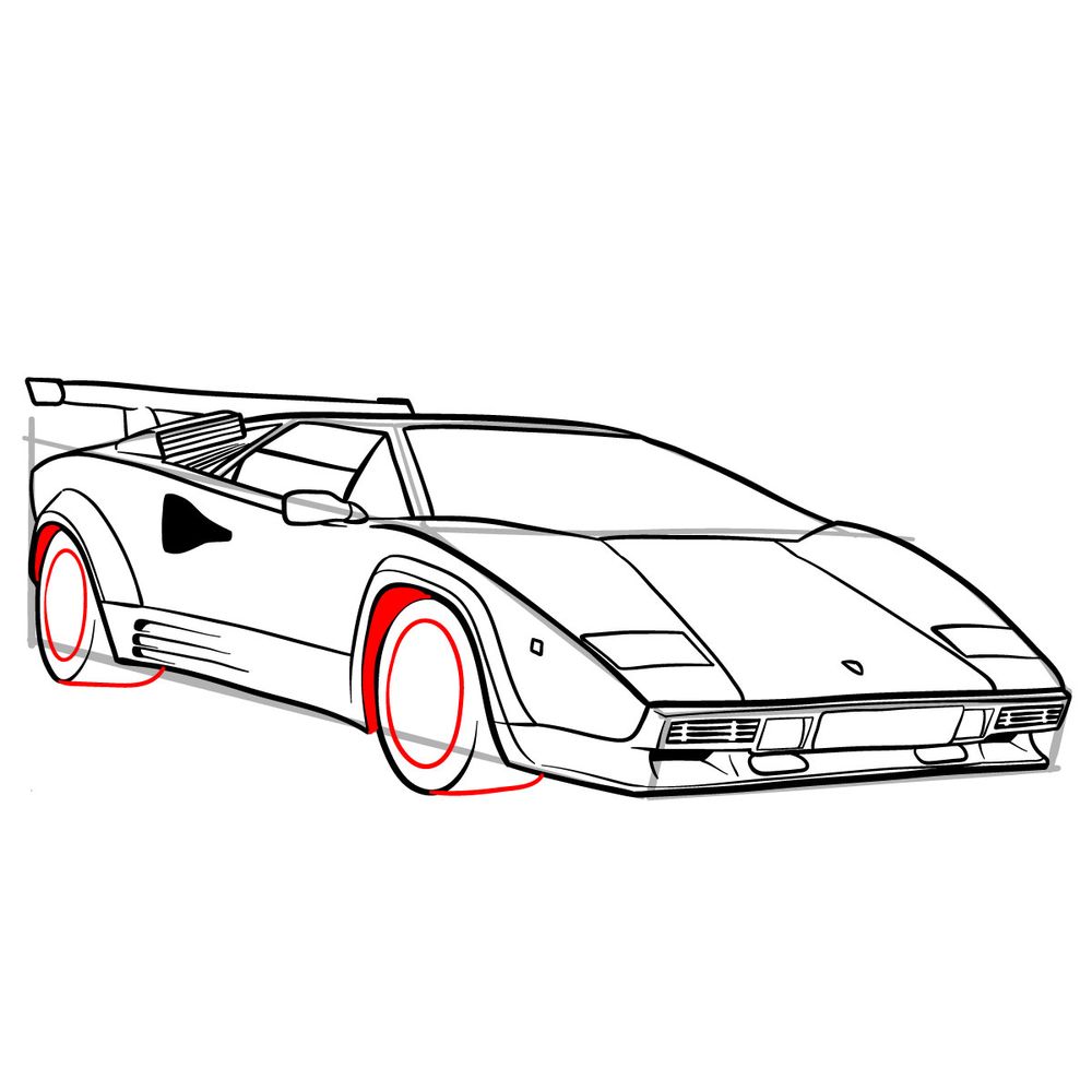 How to draw Lamborghini Countach (1987) - step 19