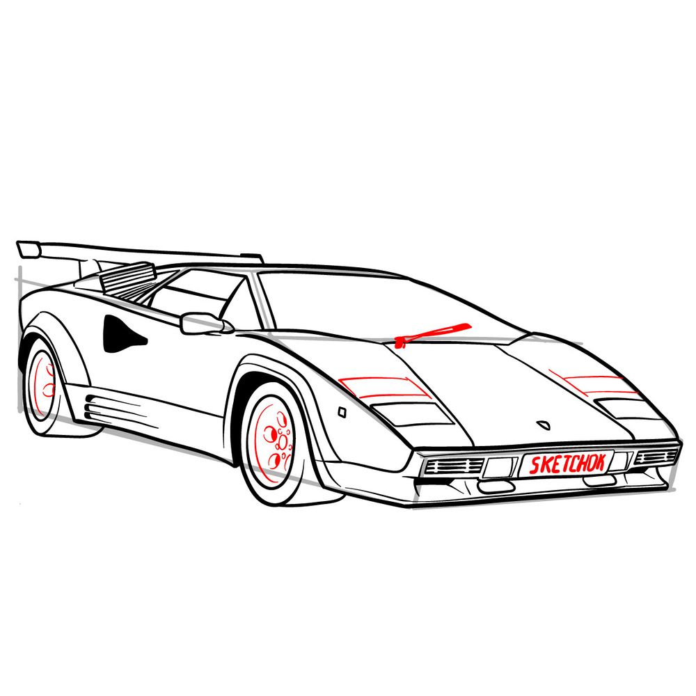 How to draw Lamborghini Countach (1987) - step 20