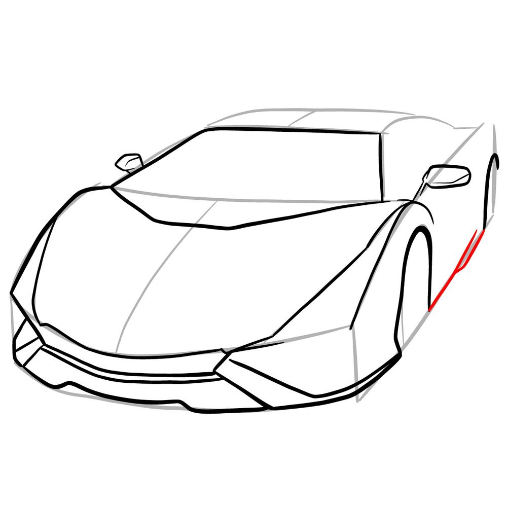 How to draw Lamborghini Sián - step 14