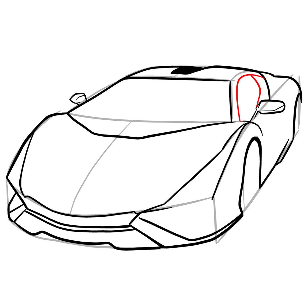 How to draw Lamborghini Sián - step 17